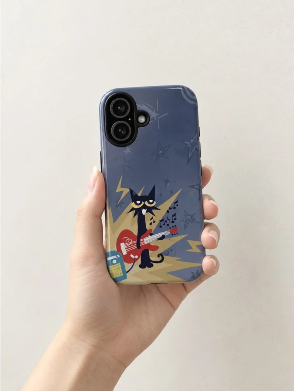 Peter Cat Play Guitar Phone Case - Blue Tough Phone Case